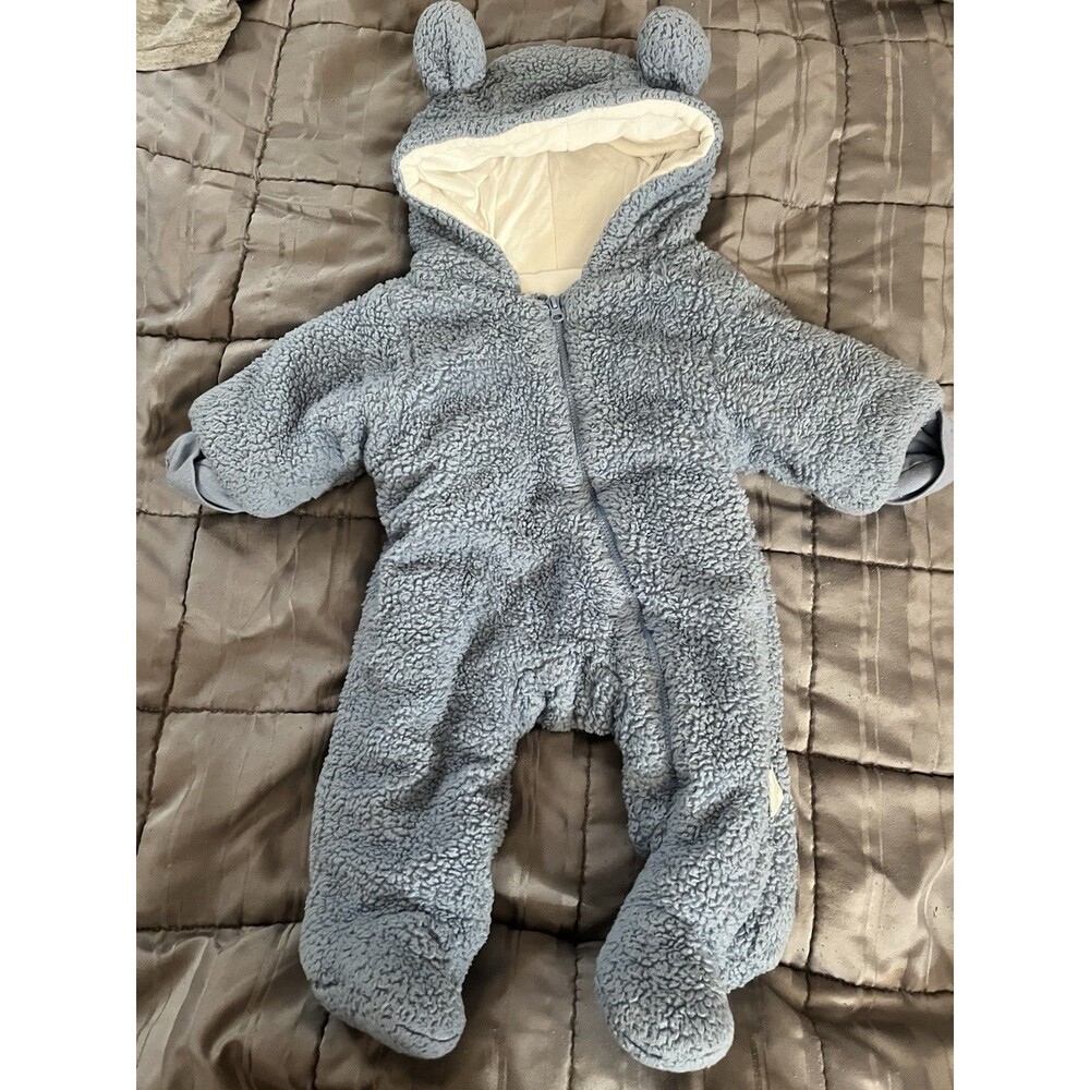 Newborn 0-3 Months Light Blue Snowsuit Heavyweight